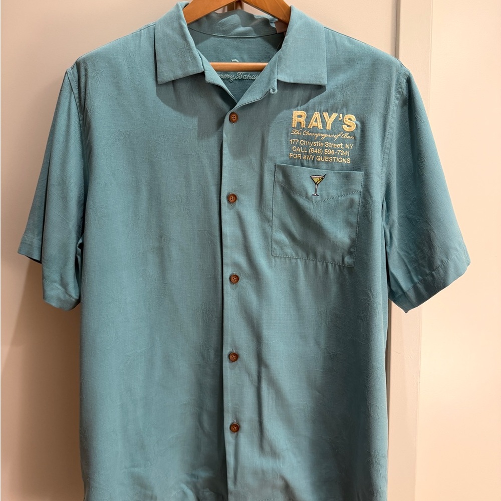 New Tommy Bahama x Ray’s Bar Teal Short Sleeve Men's Shirt